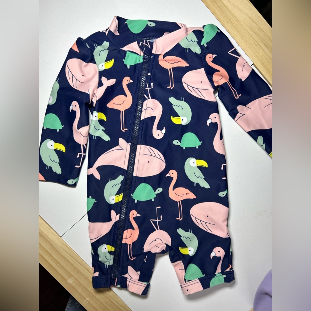 Carter's Navy and Pink Kids Swim One Piece